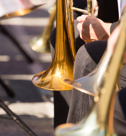MATYRSKY, RUSSIA - September 23, 2017: Pumpkin Porridge Festival. The brass band performsのeditorial素材