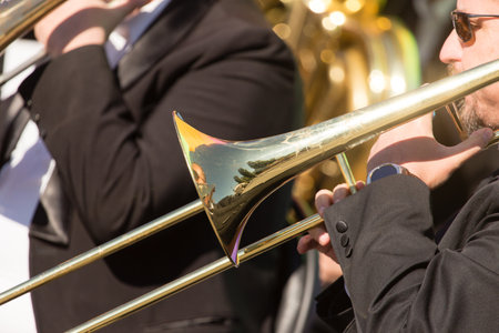 MATYRSKY, RUSSIA - September 23, 2017: The Pumpkin Porridge Festival. The brass band performsのeditorial素材