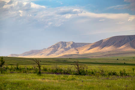 beautiful landscape with clouds in the sky .の写真素材