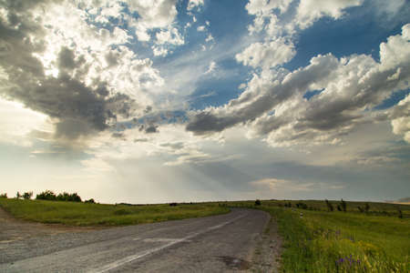 beautiful landscape with clouds in the sky .の写真素材