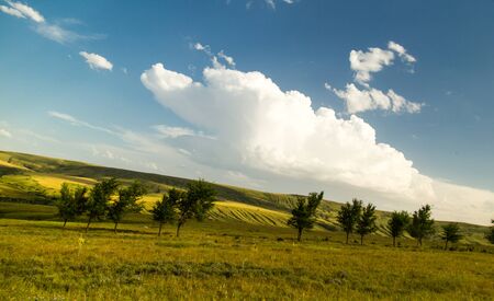 beautiful landscape with clouds in the sky .の写真素材