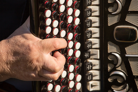 musician playing at old harmony in parkの写真素材