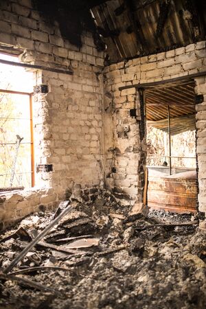 details of the burnt house in the country .の写真素材