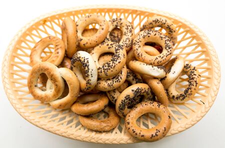 gingerbread in a basket on a white background .の写真素材