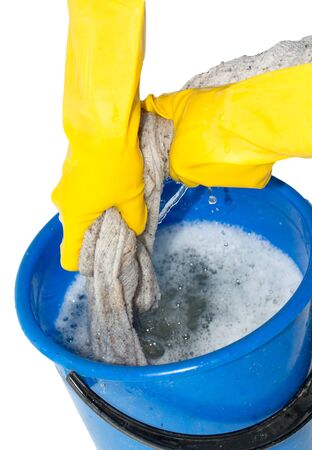 Rinse cloth on a white backgroundの写真素材