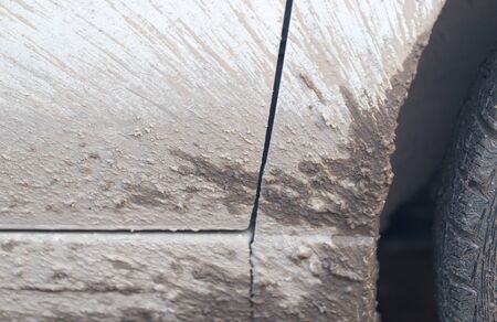 dirt on the white car .の写真素材