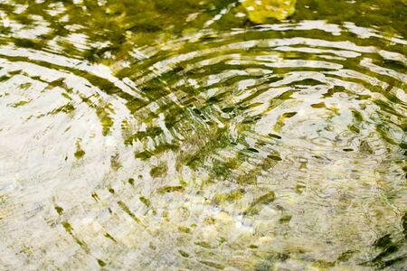 Circles on the smooth surface of the water on the river .の写真素材