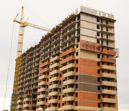 Construction of a multi-storey building in the city .