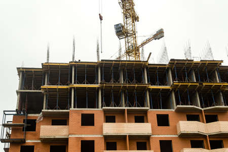 Construction of a multi-storey building in the city .