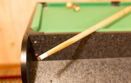 Board game with balls and cue billiards .