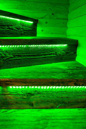 Steps of a wooden staircase in the house .の写真素材