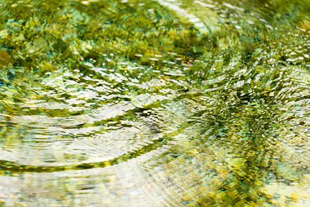 Circles on the smooth surface of the water on the river .
