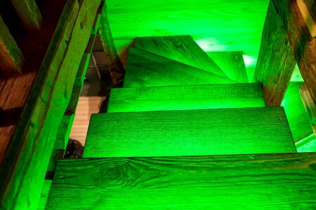 Steps of a wooden staircase in the house .の写真素材