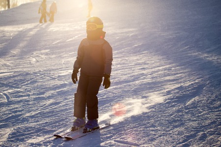 A man skiing in a ski resort .の写真素材