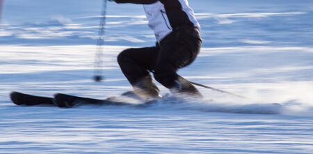 A man skiing in a ski resort .の写真素材