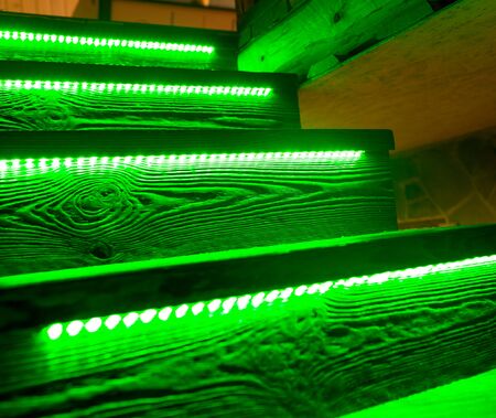 Steps of a wooden staircase in the houseの写真素材