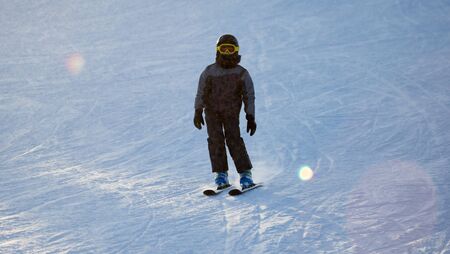 A man skiing in a ski resortの写真素材