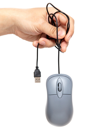 Mouse from computer in hand on white background .の写真素材
