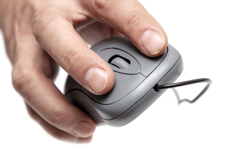 Mouse from computer in hand on white background .の写真素材