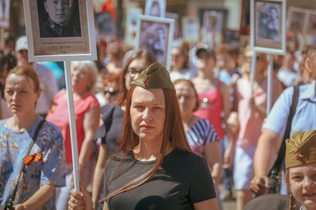 Lipetsk, Russia - May 9, 2018: IMMORTAL FOLK action in honor of the Victory in the 1945 war .