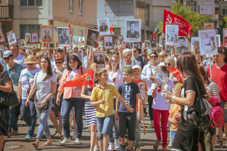Lipetsk, Russia - May 9, 2018: IMMORTAL FOLK action in honor of the Victory in the 1945 war .のeditorial素材