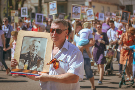 Lipetsk, Russia - May 9, 2018: IMMORTAL FOLK action in honor of the Victory in the 1945 war .のeditorial素材