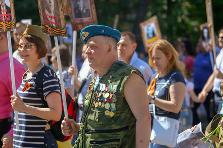 Lipetsk, Russia - May 9, 2018: IMMORTAL FOLK action in honor of the Victory in the 1945 war .