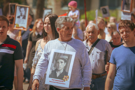 Lipetsk, Russia - May 9, 2018: IMMORTAL FOLK action in honor of the Victory in the 1945 war .