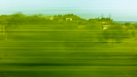 Nature in motion. View from the train windowの写真素材