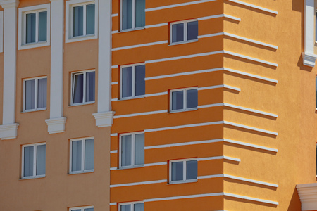 Blue windows in the house as an abstract background .の写真素材