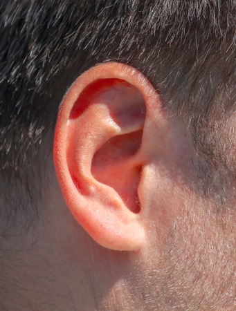 Ear on the head of a man .