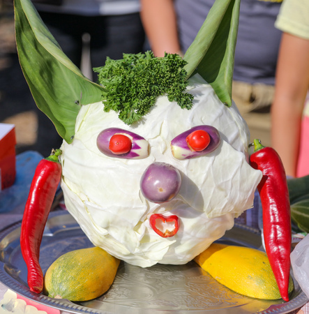 Cabbage sold at the fair in the fall .の写真素材