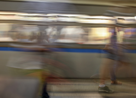 Train in motion in the subway as an abstract background .の写真素材