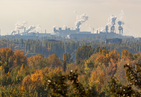 Smoke from pipes of metallurgical plant .の写真素材