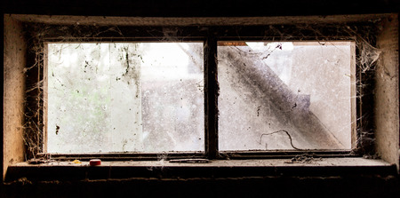 Old window in dark barn as background .の写真素材