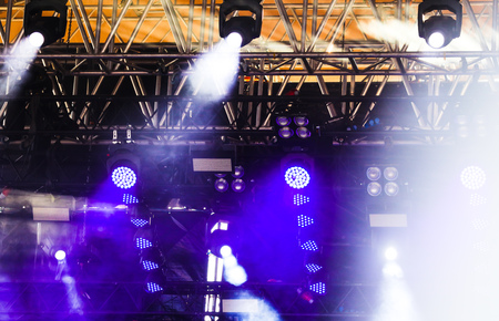 Blue light on stage as abstract background .の写真素材