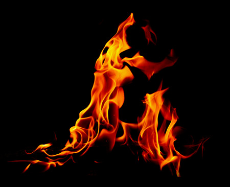 Flame of fire on a black background .の写真素材