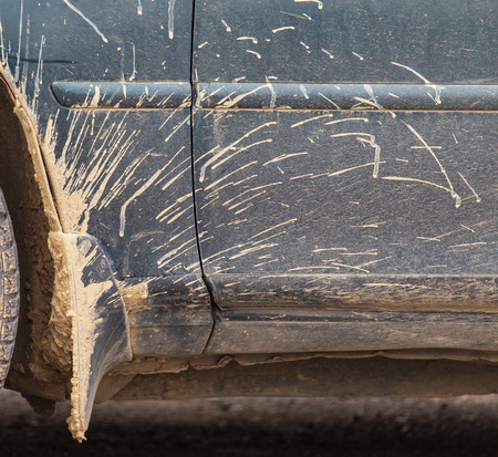 Traces of dirt on the car body .の写真素材