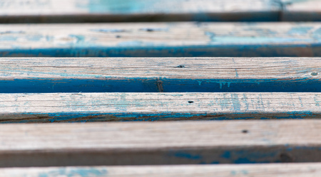 Old wooden boards on a bench as background .の写真素材
