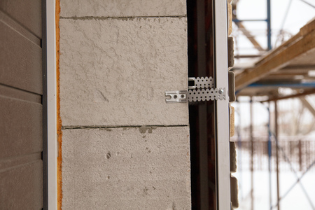 Installation of the gate in the garage metal .の写真素材