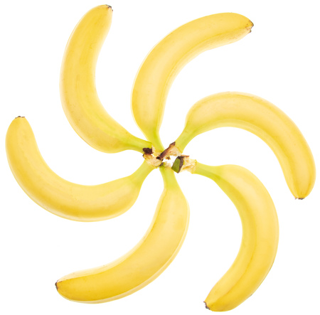 Ripe yellow bananas isolated on white background .の写真素材