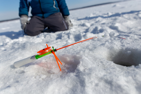 Fishing rod for ice fishing in winter .