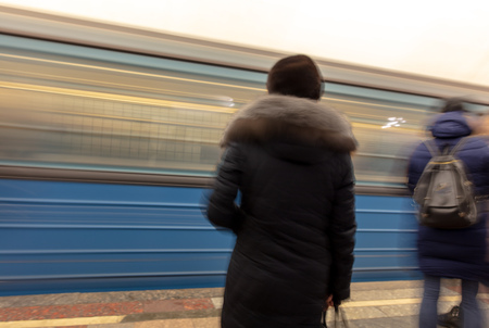 The train moves to the subway as a background.の写真素材