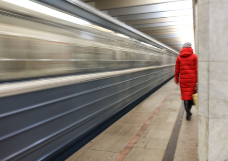 The train moves to the subway as a background.の写真素材