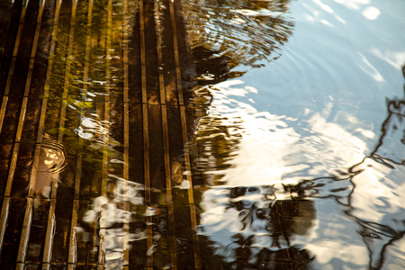 Puddle on the road with reflection .の写真素材