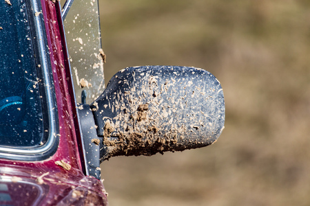 Dirt on the mirror from the car .の写真素材