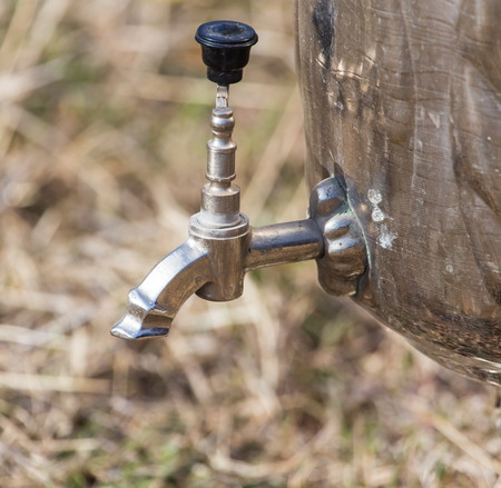 Russian samovar for tea in nature .の写真素材