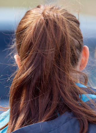 Tailored hair on the girlâs head .の写真素材