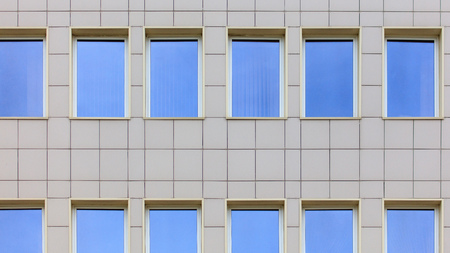 The walls of the house of plastic panels and glass as a background .の写真素材