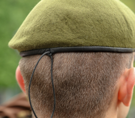 Cap on the head of a military man .の写真素材